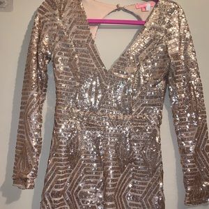 Women’s gold sequin romper